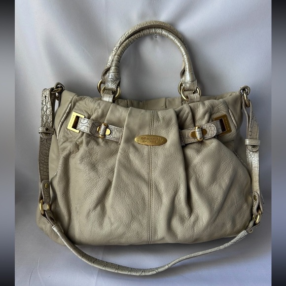 Brahmin Handbags - Brahmin tan leather large hang bag